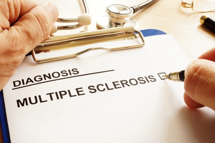 A patient diagnosed with multiple sclerosis